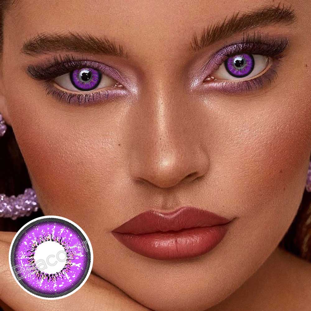 【U.S Warehouse】 Love Words Purple Colored Contact Lenses