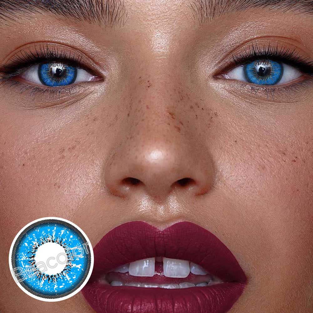 Beacolors Love Words Blue  Colored contact lenses -BEACOLORS