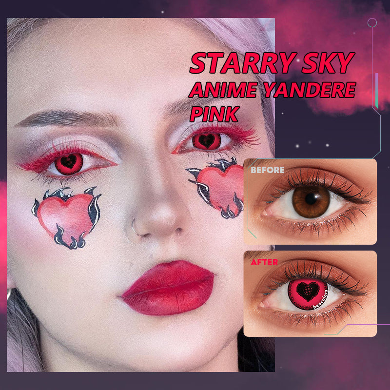 【U.S Warehouse】Beacolors Starry Sky Anime Yandere Pink Halloween Colored contact lenses -BEACOLORS