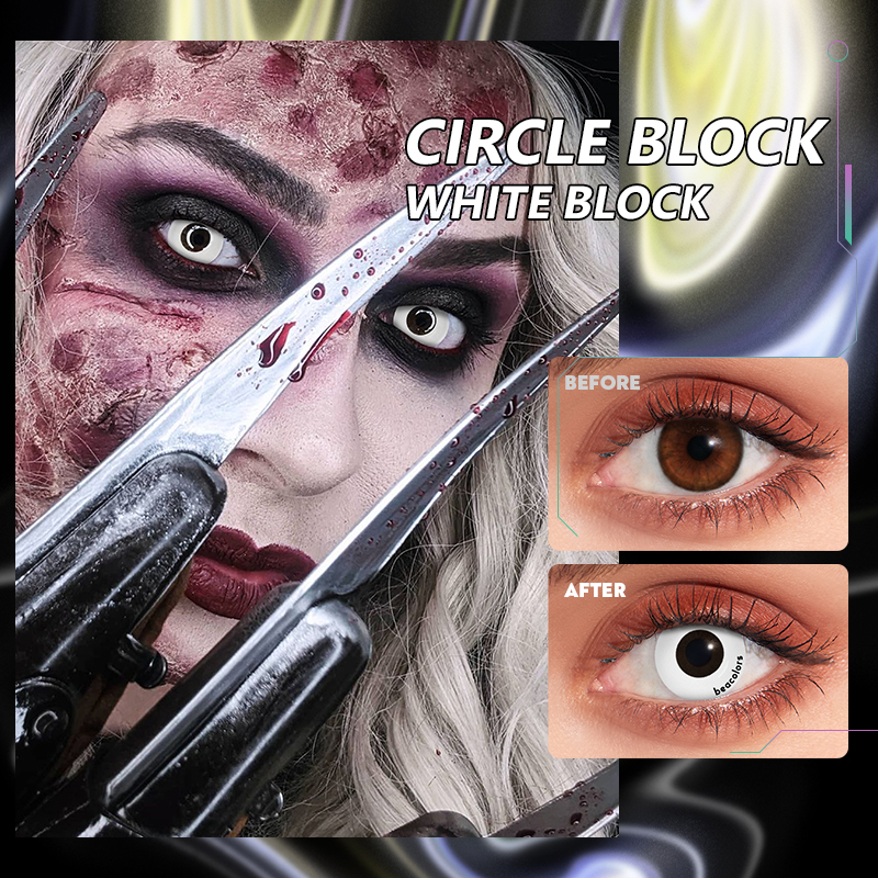 【U.S Warehouse】Beacolors White Block Halloween Colored contact lenses -BEACOLORS