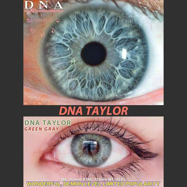 【U.S Warehouse】 DNA Taylor green gray Colored Contact Lenses