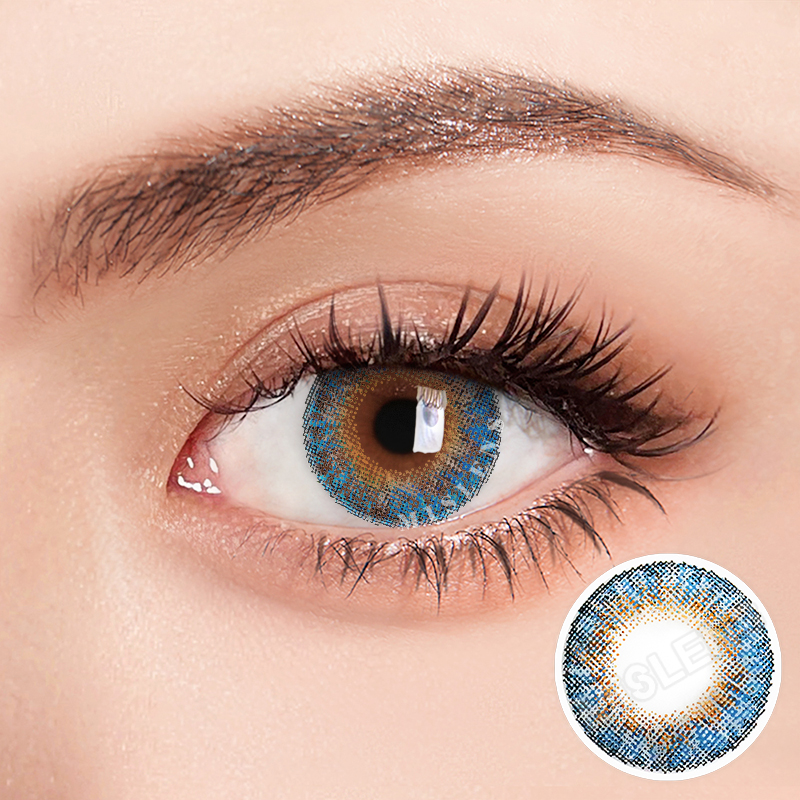 Mislens Three-Tone Ocean Blue color contact Lenses for dark brown eyes