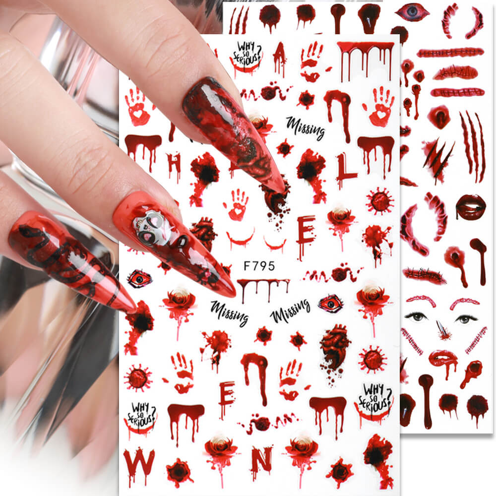 Halloween Horror Skull 3D Nail Sticker-mislens Color contact lenses 