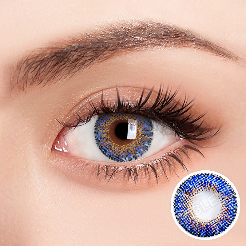 【Clearance】Mislens Three-Tone Blue  color contact Lenses for dark brown eyes