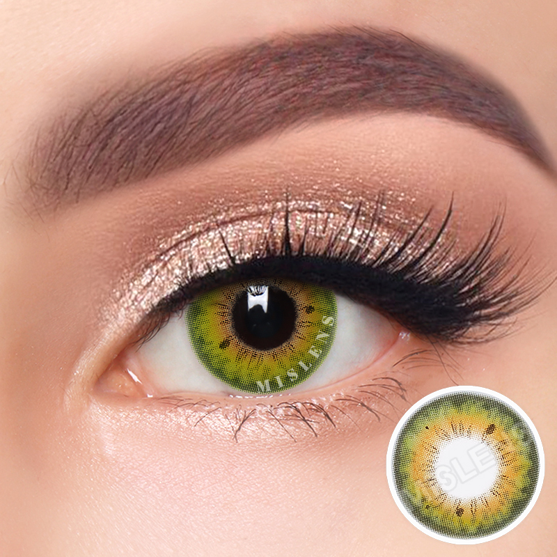 【Prescription】Mislens Stunna Girl Kamille Green color contact Lenses for dark brown eyes