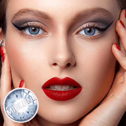 【Prescription】Mislens Stunna Girl Chole Blue color contact Lenses for dark brown eyes