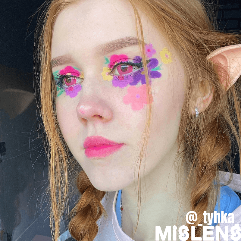 Mislens Powdery Violet Circle Block Pink Cosplay color contact Lenses for dark brown eyes