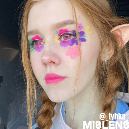 Mislens Powdery Violet Circle Block Pink Cosplay color contact Lenses for dark brown eyes