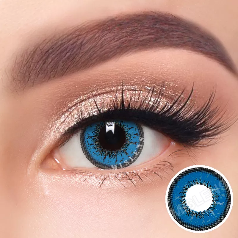 【U.S Warehouse】Mislens Love Words Blue color contact Lenses for dark brown eyes
