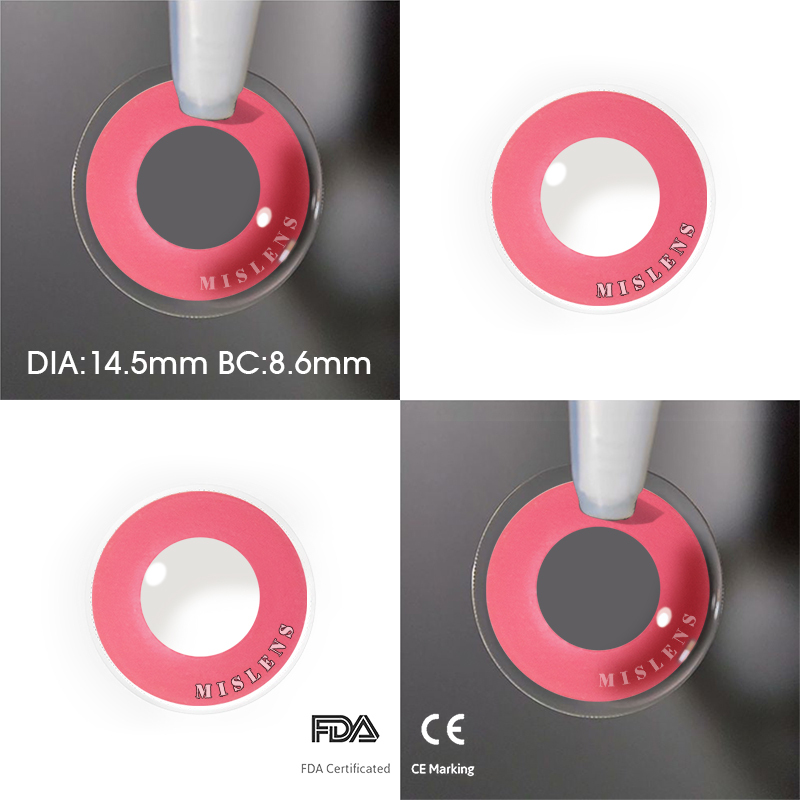 Mislens Powdery Violet Circle Block Pink Cosplay color contact Lenses for dark brown eyes