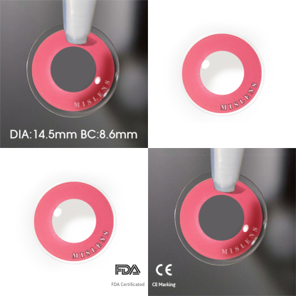 Mislens Powdery Violet Circle Block Pink Cosplay color contact Lenses for dark brown eyes