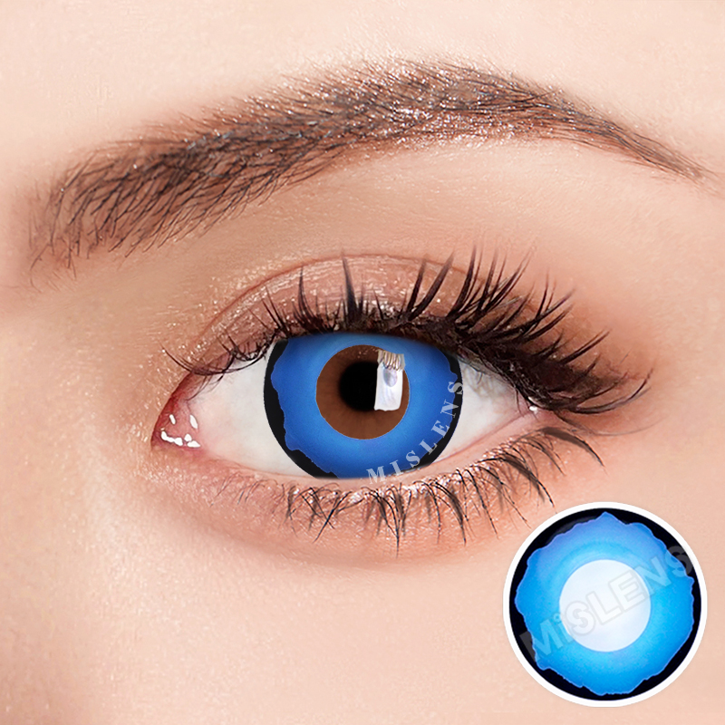 【Clearance】Mislens Pixie Cospaly Blue  color contact Lenses for dark brown eyes