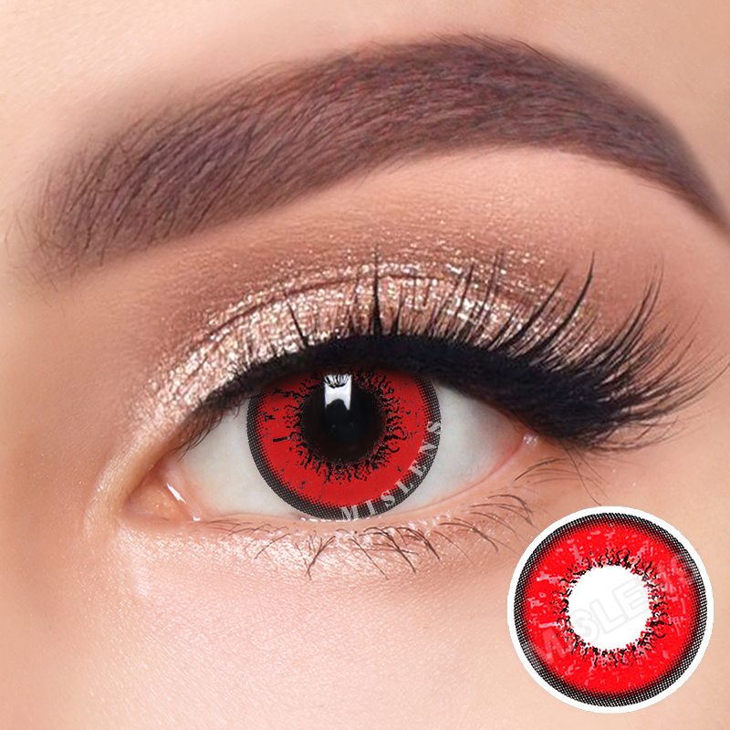 Mislens Love Words Red  color contact Lenses for dark brown eyes