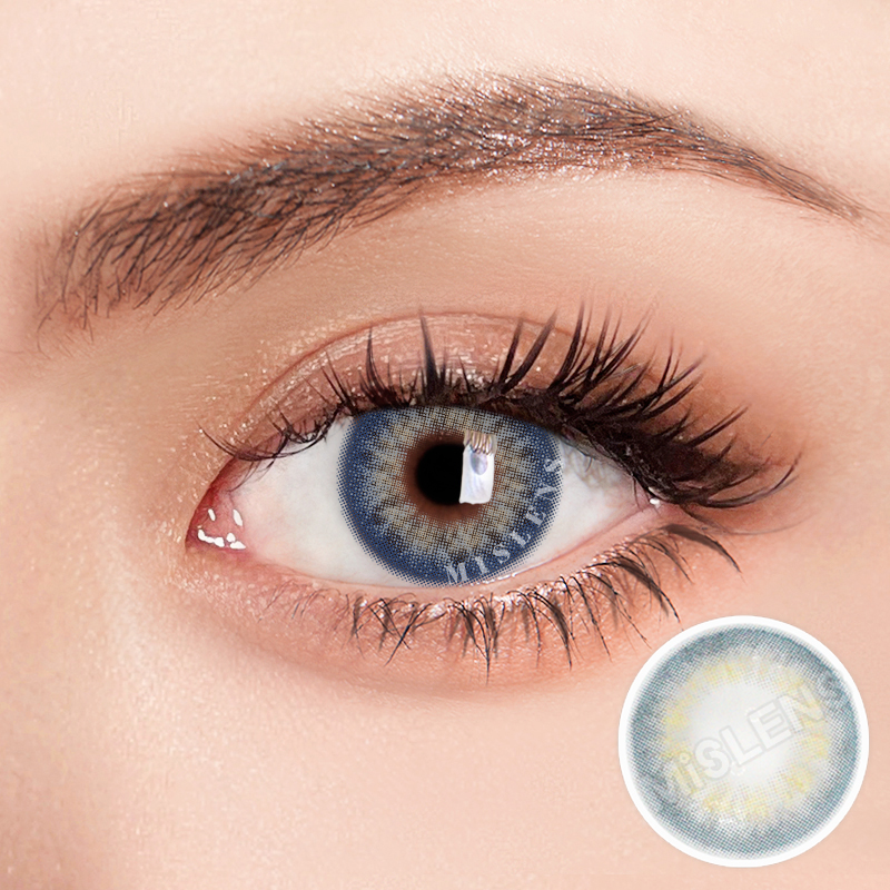 【Prescription】Mislens DNA Taylor Blue Gray color contact Lenses for dark brown eyes
