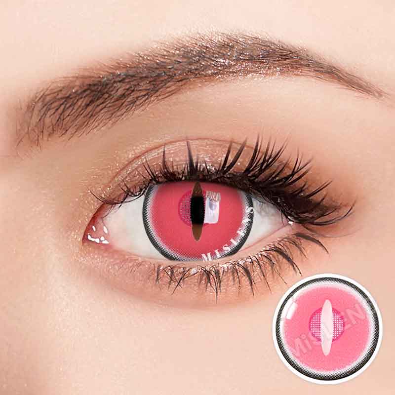 Mislens Nezuko Demon Pink Cosplay color contact Lenses for dark brown eyes