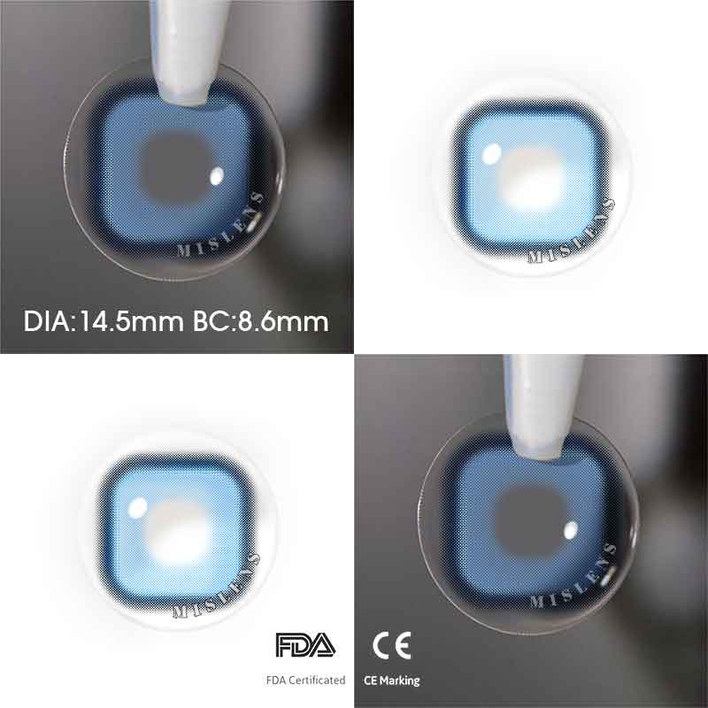 【Clearance】Mislens Square Blue color contact Lenses for dark brown eyes