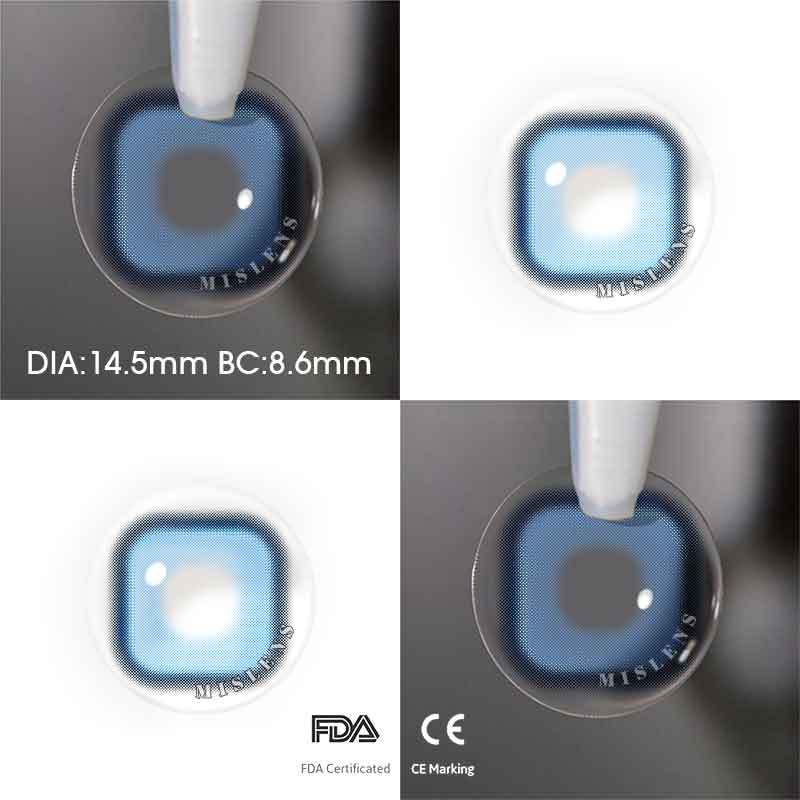 【Clearance】Mislens Square Blue color contact Lenses for dark brown eyes