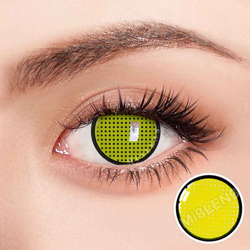 Mislens Yellow Mesh Crazy  color contact Lenses for dark brown eyes