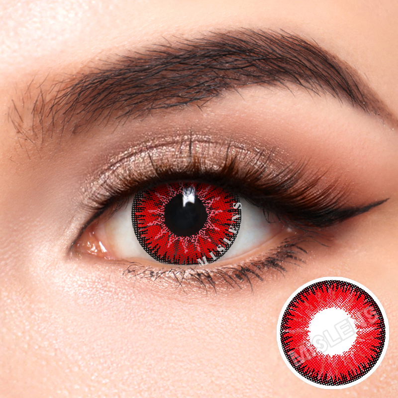 Mislens Vika Tricolor Red color contact Lenses for dark brown eyes
