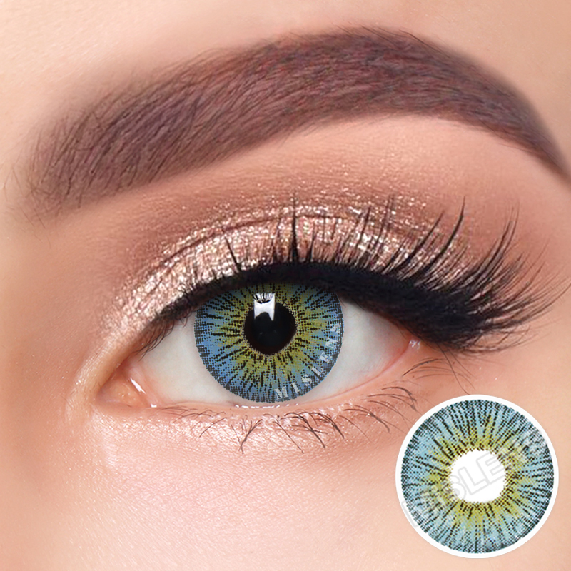 Mislens Retro Marble Blue color contact Lenses for dark brown eyes