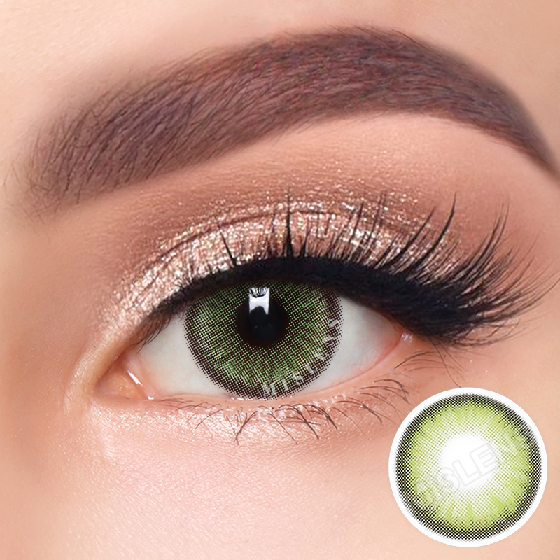 【Prescription】Mislens Mirage Green color contact Lenses for dark brown eyes
