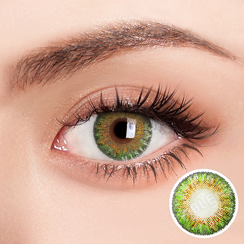 Mislens Three-Tone Green  color contact Lenses for dark brown eyes
