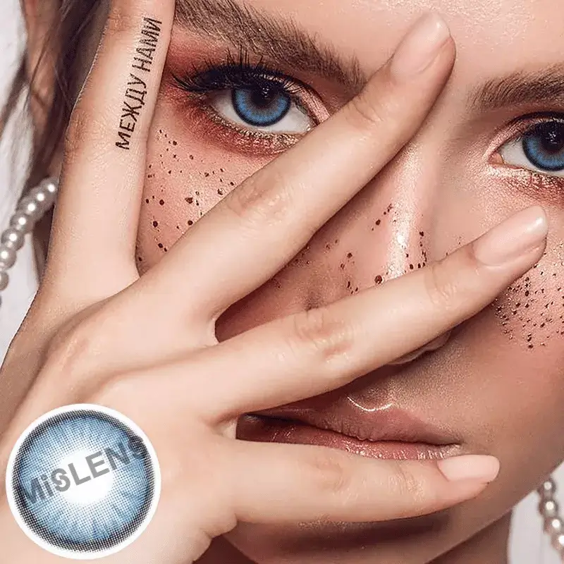 【Prescription】Mislens Mirage Blue color contact Lenses for dark brown eyes
