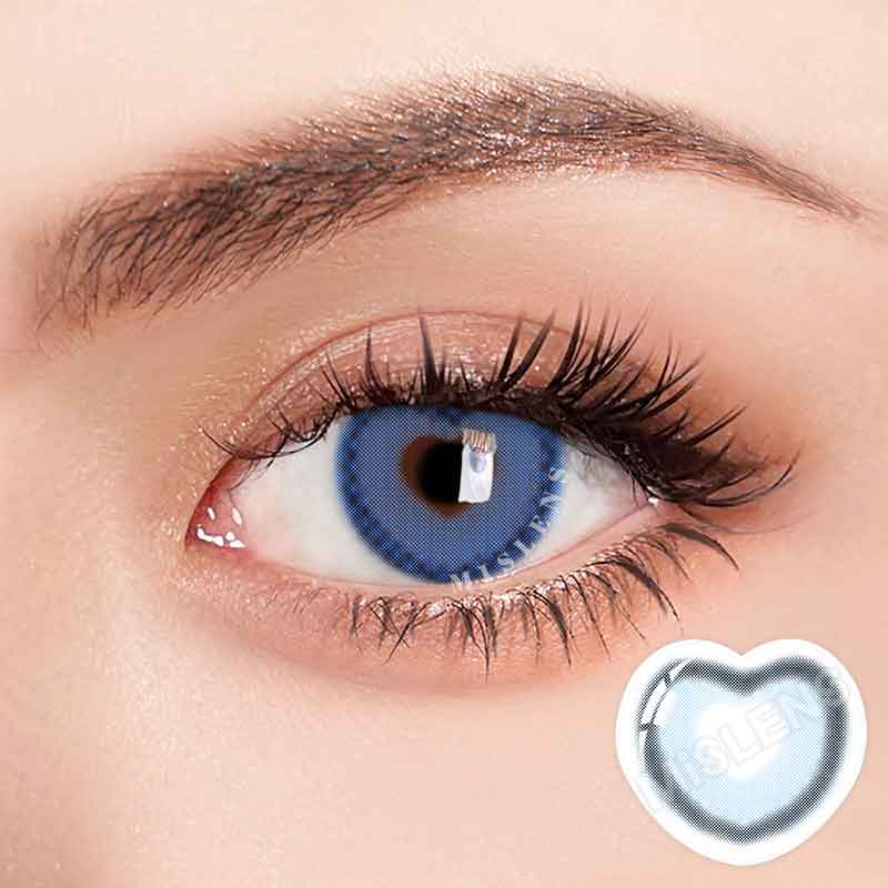 【U.S Warehouse】Mislens Heart Eyes Cosplay Blue color contact Lenses for dark brown eyes