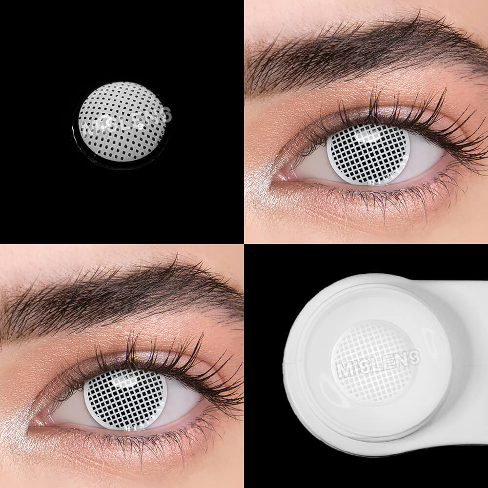 【U.S Warehouse】Mislens White Mesh Blind Cosplay color contact Lenses for dark brown eyes