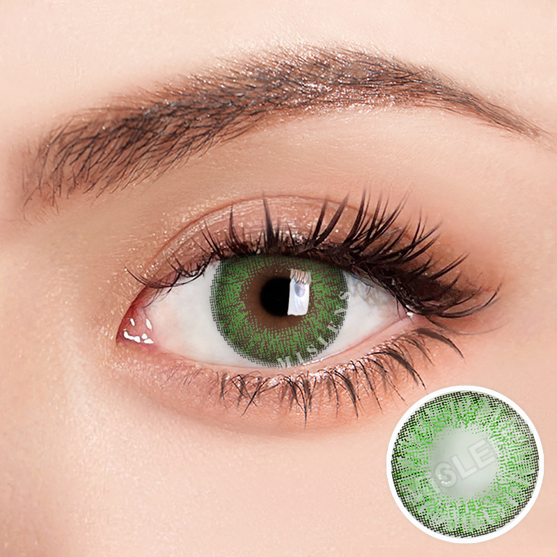 Mislens Three-Tone Gemstone Green color contact Lenses for dark brown eyes