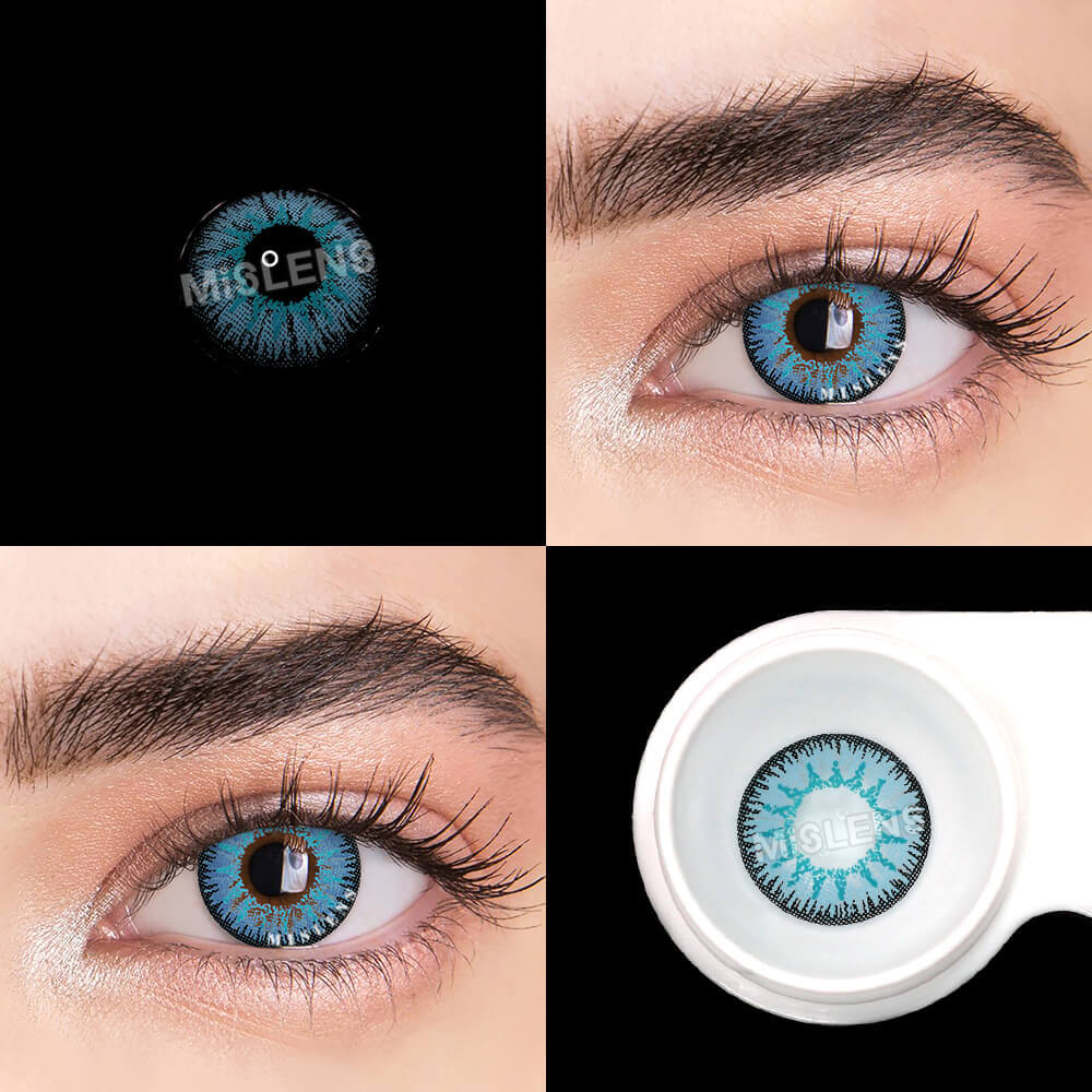 【U.S Warehouse】Mislens Vika Tricolor Blue color contact Lenses for dark brown eyes