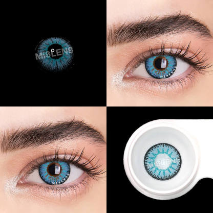 【U.S Warehouse】Mislens Vika Tricolor Blue  color contact Lenses for dark brown eyes