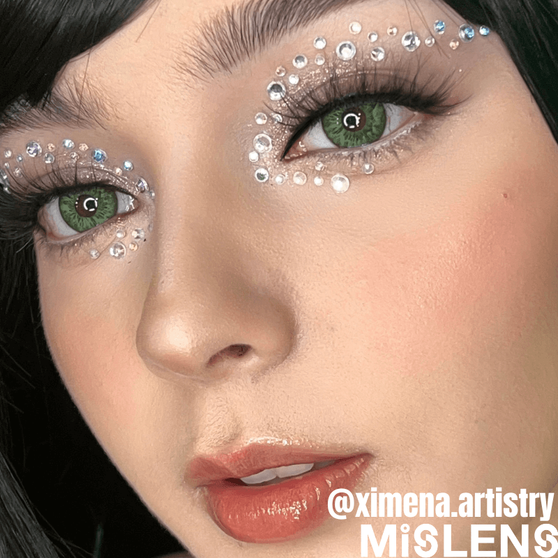 Mislens Cocktail Mint Green color contact Lenses for dark brown eyes