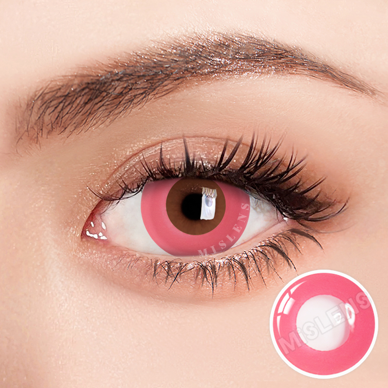 Mislens Powdery Violet Circle Block Pink Cosplay color contact Lenses for dark brown eyes