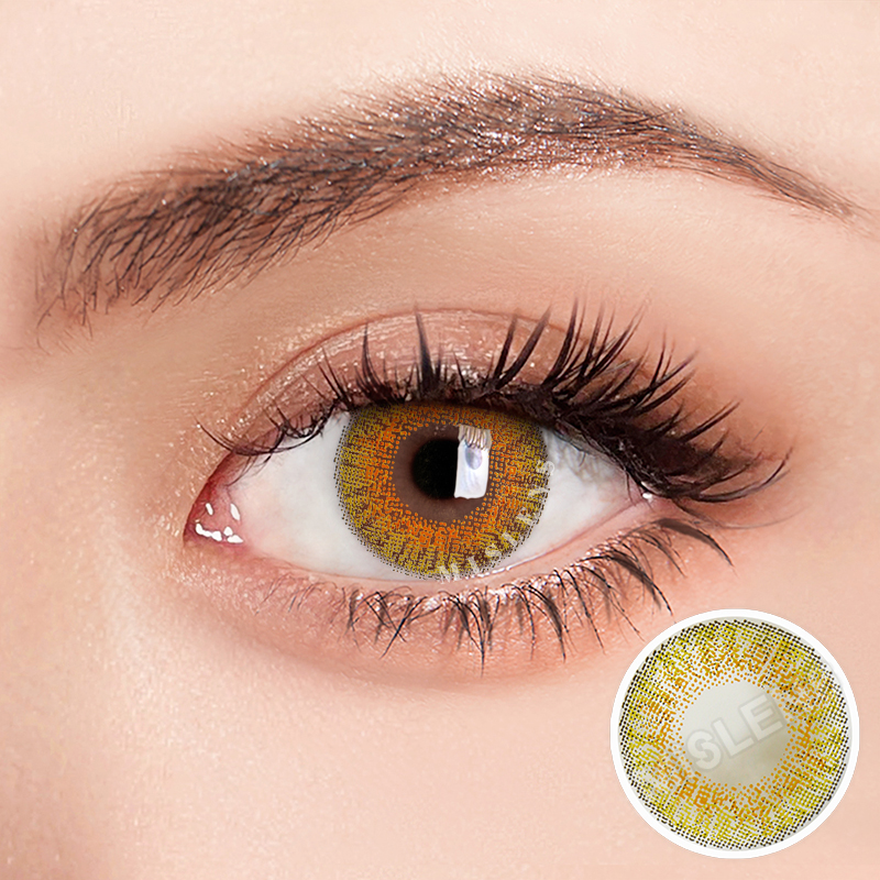 Mislens Three-Tone Hazel Brown color contact Lenses for dark brown eyes