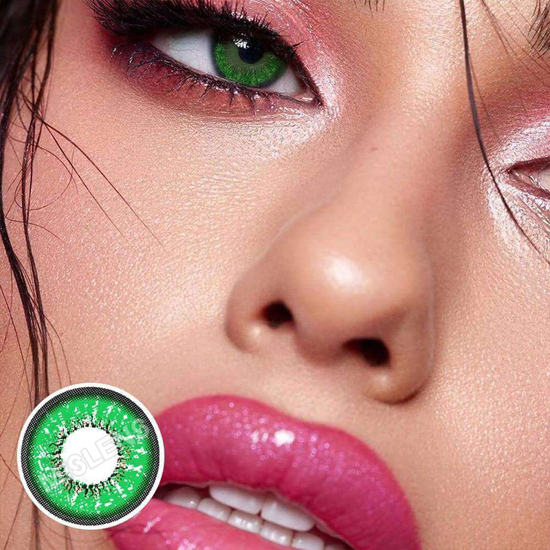 Mislens Love Words Green  color contact Lenses for dark brown eyes