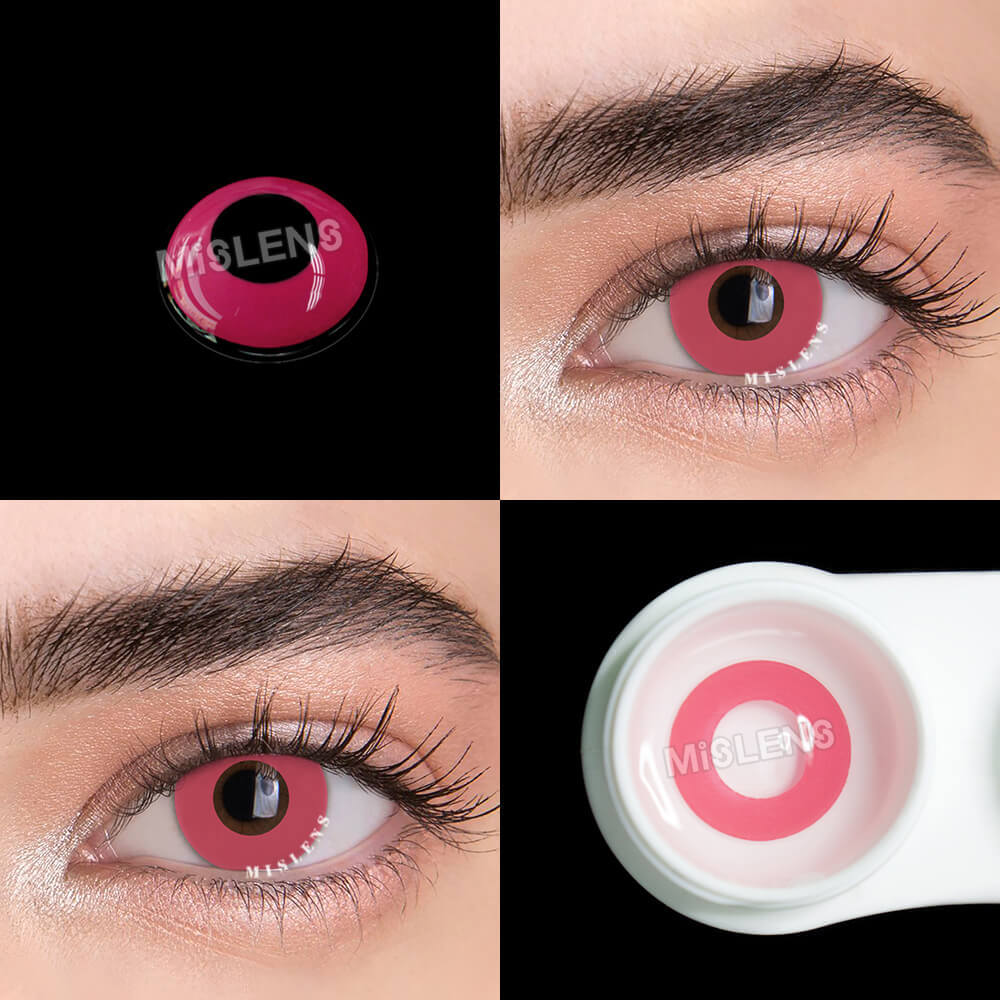 Mislens Powdery Violet Circle Block Pink Cosplay color contact Lenses for dark brown eyes