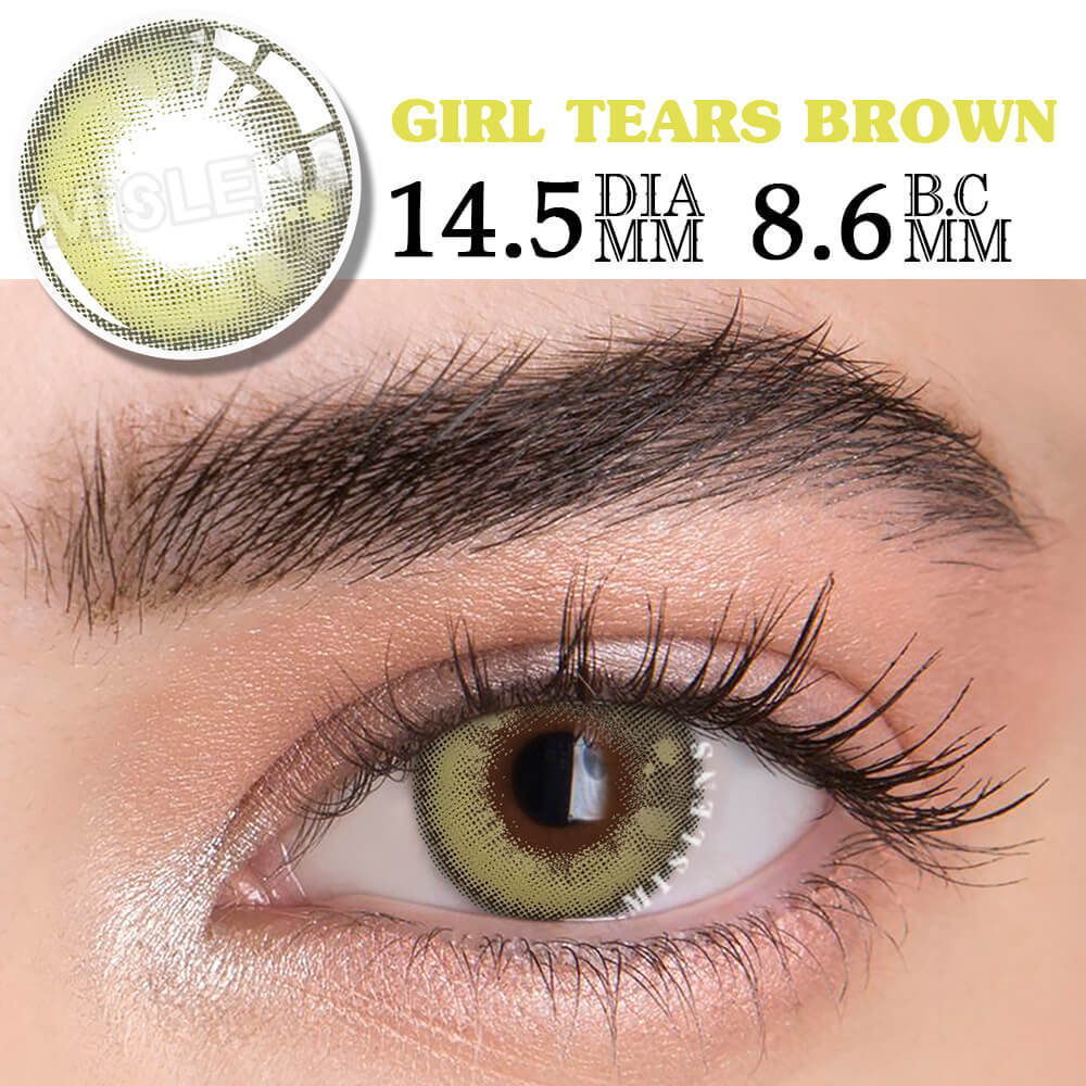 【Prescription】Mislens Girl Tears Brown color contact Lenses for dark brown eyes
