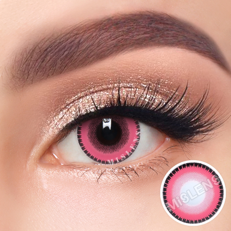 Mislens Yummy Pink color contact Lenses for dark brown eyes