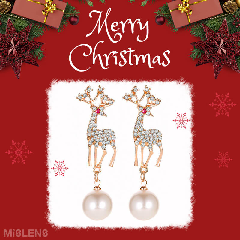 Christmas Elegant Diamond Moose Earrings-Colored contact lenses 