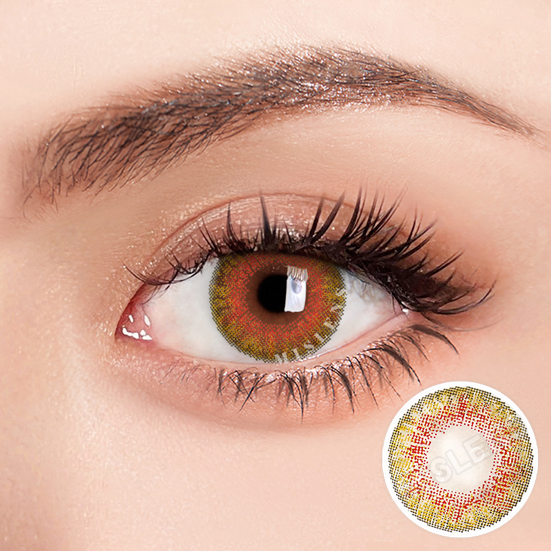 Mislens Three-Tone Honey Brown  color contact Lenses for dark brown eyes