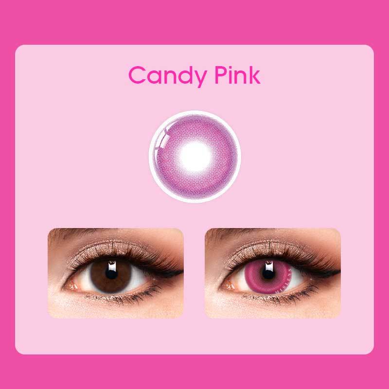 【Prescription】Mislens Candy Pink color contact Lenses for dark brown eyes