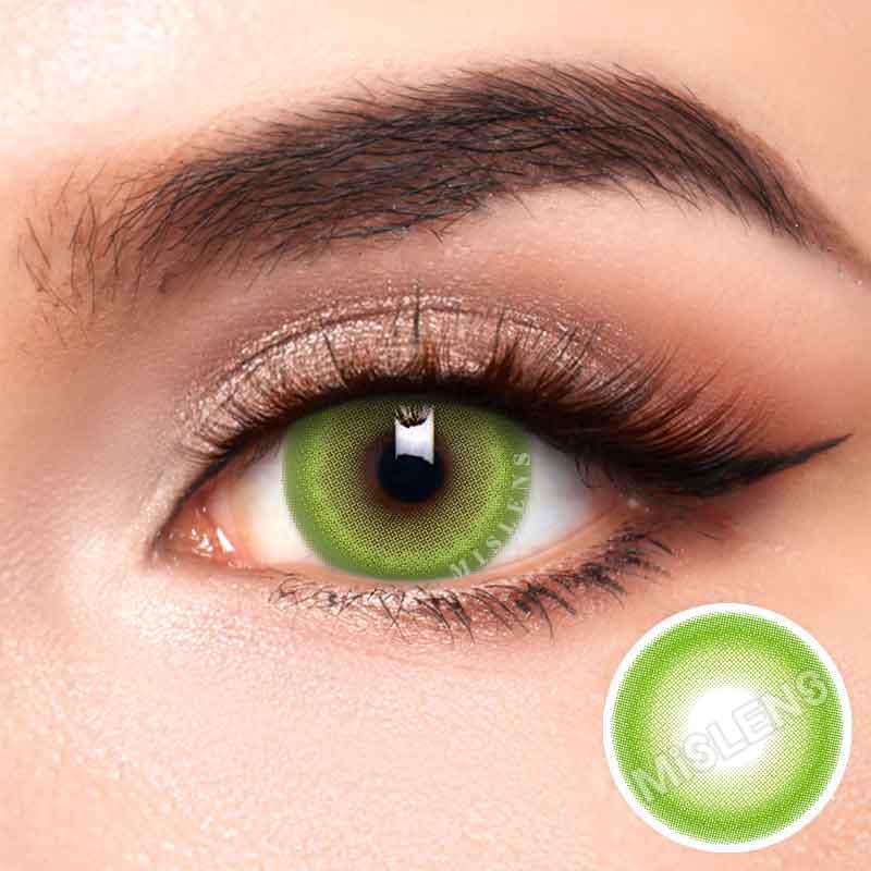 【Prescription】Mislens Candy Green color contact Lenses for dark brown eyes