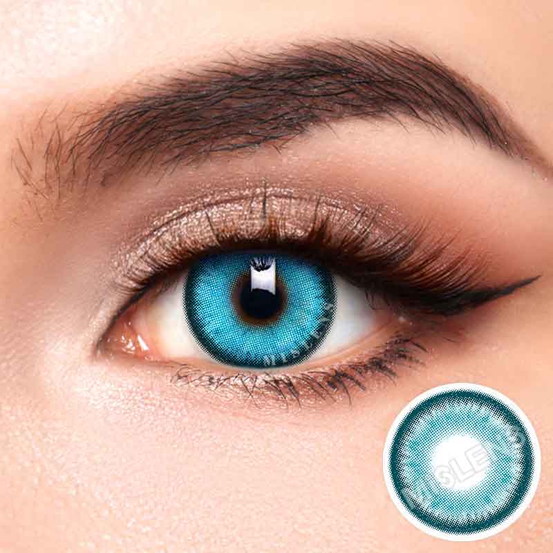【Prescription】Mislens Cyan Blue color contact Lenses for dark brown eyes