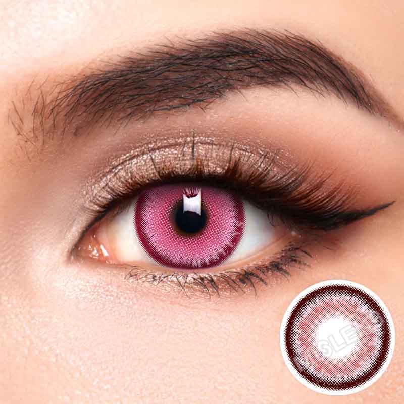 【Prescription】Mislens Anime Pink color contact Lenses for dark brown eyes