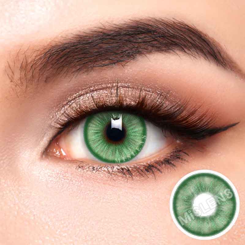 Mislens E-blink Green color contact Lenses for dark brown eyes