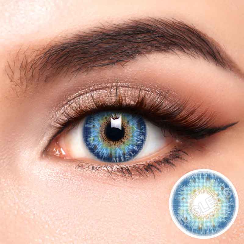 Mislens Rococo Royalty Blue color contact Lenses for dark brown eyes
