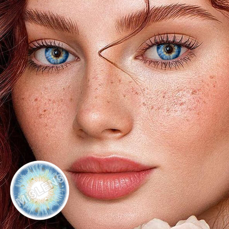 【U.S Warehouse】Mislens Rococo Royalty Blue color contact Lenses for dark brown eyes
