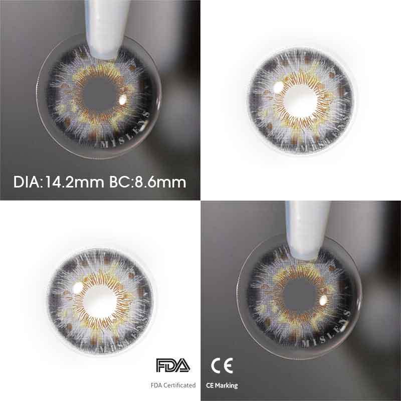 Mislens Rococo Triumph Grey color contact Lenses for dark brown eyes