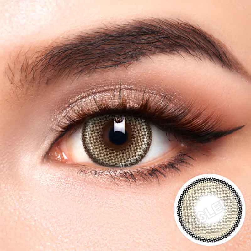 Mislens Smoothie Lemon Lime color contact Lenses for dark brown eyes